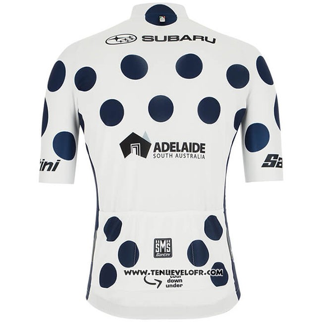 2019 Maillot Ciclismo Tour Down Under Bleu Blanc Manches Courtes et Cuissard